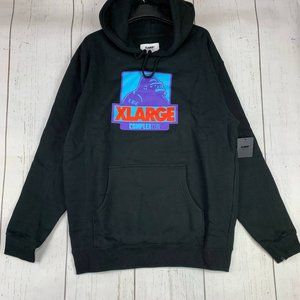 X-LARGE Clothing Brand "Medium" Pullover Hoodie Sweatshirt‎ Black New Men M